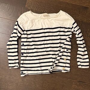 Sezane Black and White Striped mid sleeve Blouses with missing button caps